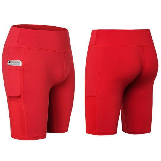Size: X-Large,Color: Red - All Seasons Yoga Shorts Stretchable With Phone Pocket K290-7070523785251