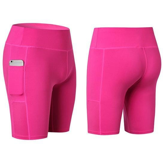 Size: Large,Color: Pink - All Seasons Yoga Shorts Stretchable With Phone Pocket K290-7070523621411
