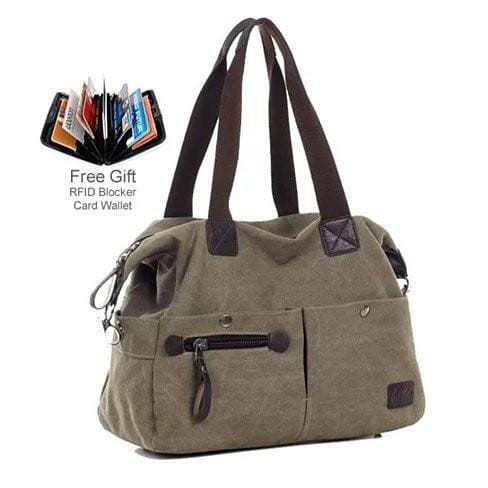Color: Khaki City - The Uptown Journey Canvas Hand Bag K290-3828179525