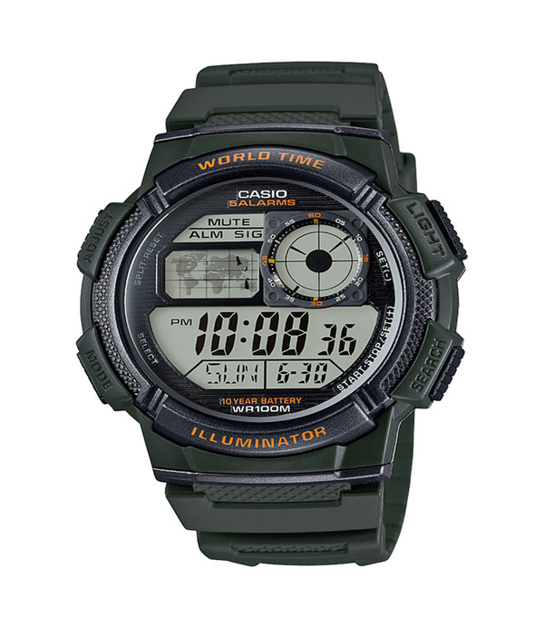 Casio Men's '10-Year Battery' Quartz Resin Watch, Color:Green (Model: AE1000W-3AV) G818-AE1000W-3AVCF