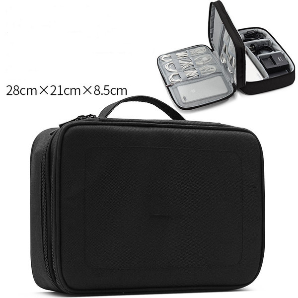 Color: Black large, style: A - Data line receiving package multi-function digital receiving bag hea Q119-CJBHNSNS02265-Black large-A