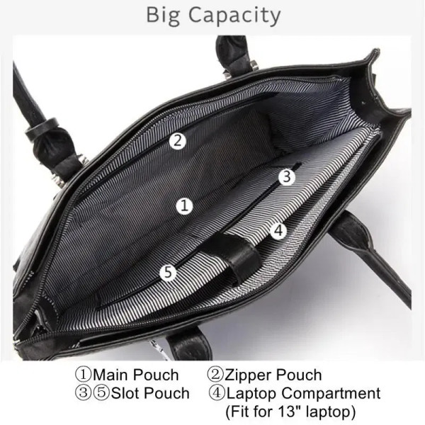 OYIXINGER Leather Briefcase Women Business Laptop Shoulder Bags For 13 inch MacBook Hp Acer Dell Fa F640-3256803581487422