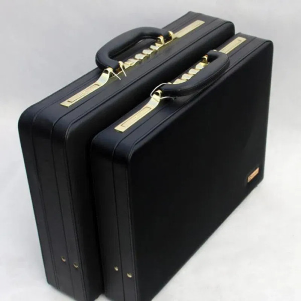 Color: black - Business Men Black Leather Messenger Bag Box 14"18" Inch Computer Box Briefcase F640-12000044377037605