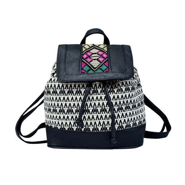 Striped embroidered backpack Q119-CJBHNSNS22969