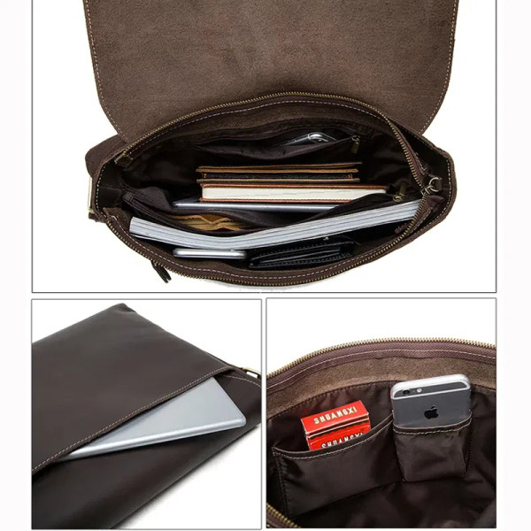 Color: SKY BLUE, Ships From: CHINA - WESTAL Crazy Horse Leather Men's Briefcases Laptop Bag Office  F640-12000023213460589