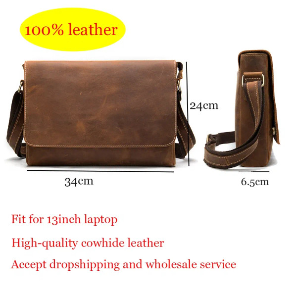 Color: SKY BLUE, Ships From: CHINA - WESTAL Crazy Horse Leather Men's Briefcases Laptop Bag Office  F640-12000023213460589