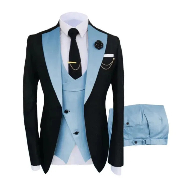 Color: Khaki, Size: XS - Men Suits 3 Pieces Tailored Best Man Groom Wedding Tuxedo Slim Fit Jacquar F640-12000031682934852