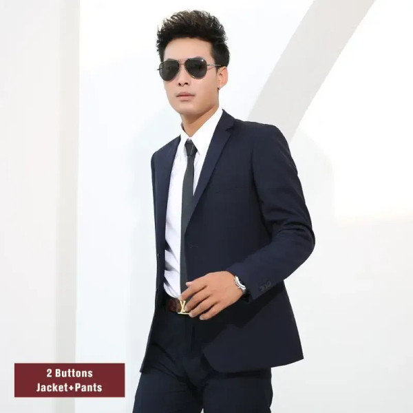 Color: Brown, Size: XXXL - Men Suits Slim Fit Business Formal Casual Classic Suit Wedding Groom Par F640-10000010479312783
