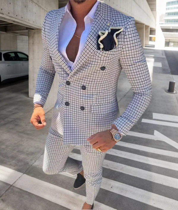 Color: Khaki, Size: One Size - High Quality 2024 Peak Lapel Men Suits One Button Groom's Wedding Su F640-12000043088442185