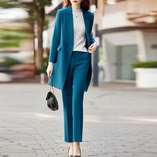 Color: Khaki, Size: XXXL, Ships From: CHINA - High End Office Professional Women's Blazer Pants 2-P F640-12000039702912939
