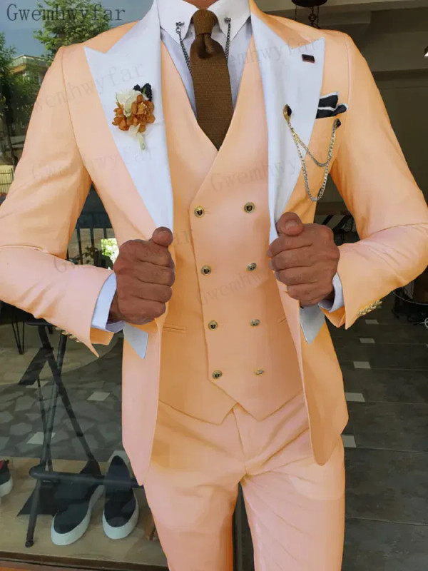 Color: Orange, Size: 4XL - Gwenhwyfar Mint Green Groom Male Wedding Prom Suit Slim Fit Tuxedo Mens  F640-12000032615962223
