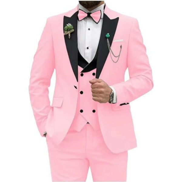 Color: army green, Size: XXS - Men Suit Colorful Luxury Blazer Vest And Pant Sets 3 Piece Birthday  F640-12000042434130441