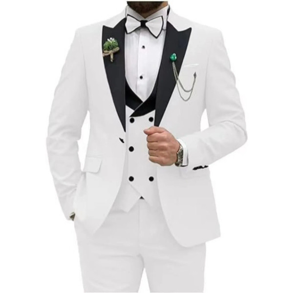 Color: army green, Size: XXL - Men Suit Colorful Luxury Blazer Vest And Pant Sets 3 Piece Birthday  F640-12000042434130447