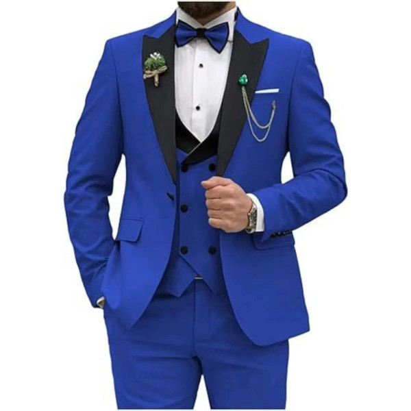 Color: army green, Size: XXL - Men Suit Colorful Luxury Blazer Vest And Pant Sets 3 Piece Birthday  F640-12000042434130447