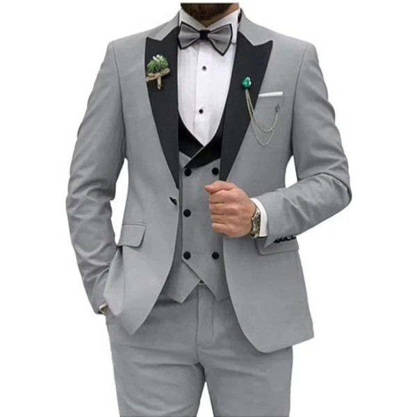 Color: army green, Size: XXL - Men Suit Colorful Luxury Blazer Vest And Pant Sets 3 Piece Birthday  F640-12000042434130447