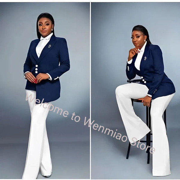 Color: Orange, Size: XXXL - Navy Women's Blazer 2-piece Set Fashionable Jacket Pants Set Ladies Sui F640-12000036647738280