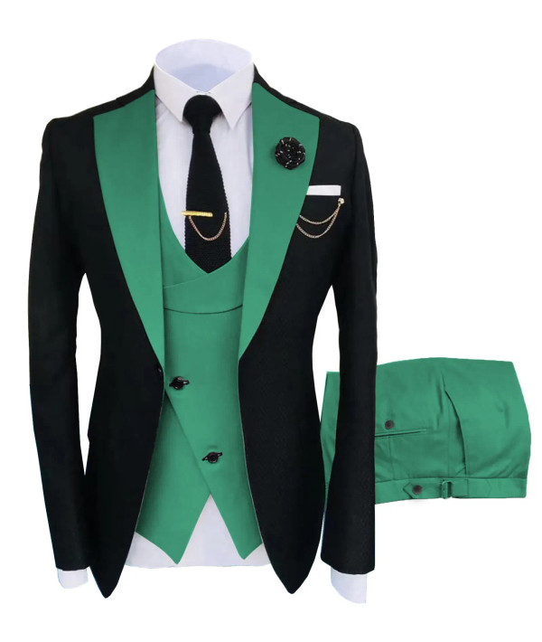 Color: Pink, Size: XXXL - Mens Suit 3 Pieces Formal Fashion Solid Flat Color Tuxedos Jacket Wedding F640-12000019731125948