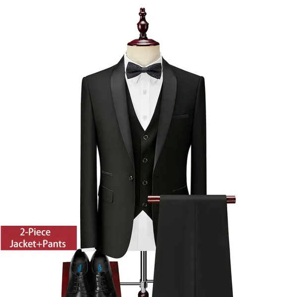 Color: Beige, Size: M - Shenrun Men Tuxedo Slim Fit Fashion Suit Wedding Shawl Lapel 3 Pieces Skinn F640-12000030693089225