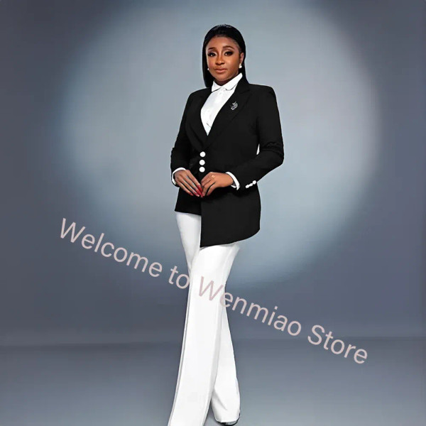 Color: Red, Size: S - Navy Women's Blazer 2-piece Set Fashionable Jacket Pants Set Ladies Suit Form F640-12000036647738319