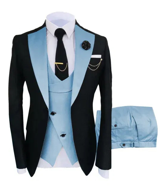 Color: Mint, Size: XL - Men Suits 3 Pieces Tailored Best Man Groom Wedding Tuxedo Slim Fit Jacquard F640-12000031682934946