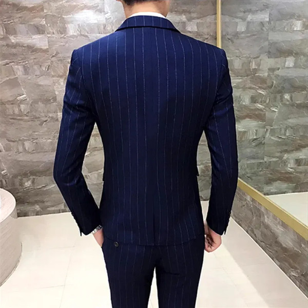 Color: Red, Size: XXXL - Gray Men Classic Striped/Checked Suits, Business Office 3 Piece, Asian Siz F640-12000042022812173