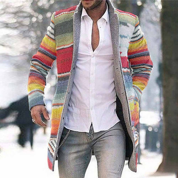Color: Multicolor, Size: M - Mid-length cardigan casual trench coat Q119-CJNSWTXZ02775-Multicolor-M