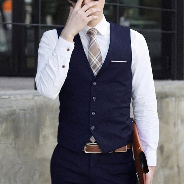 Color: Tibetan blue, Size: 2XL - Slim overalls suit vest Q119-CJNSWTXZ00708-Tibetan blue-2XL