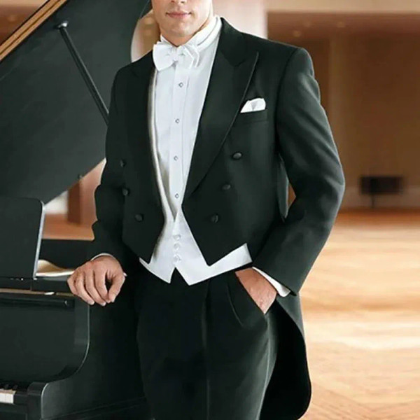 Color: Dark Grey, Size: XXXL - Italy Style Aristocratic Men Suit Three Pieces(Jacket+Pants+Vest) Ho F640-12000050423216054