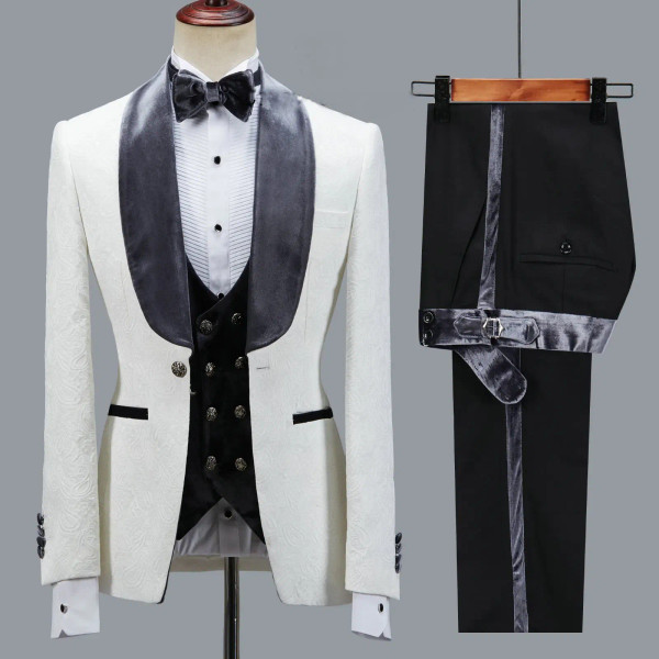 Color: Turquoise, Size: XXL - Floral Jacket Men Suit Slim Fit Wedding Tuxedo Navy Blue Velvet Lapel F640-12000035266767012