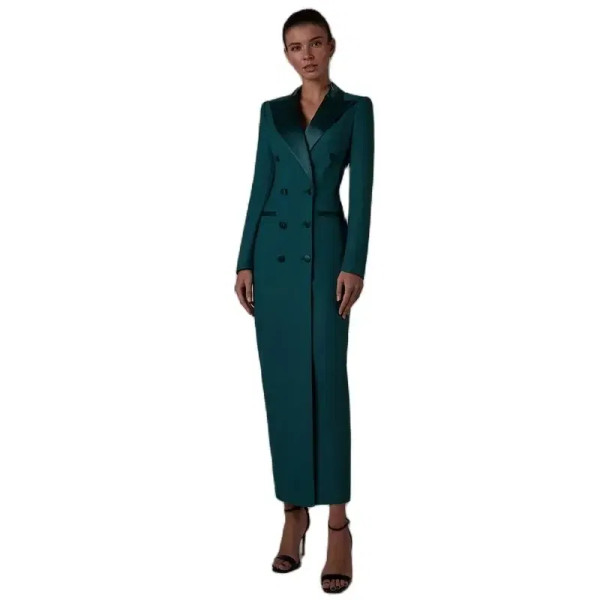 Color: Dark Grey, Size: XL - Women's Suit Long Jacket One Piece Blazer Double Breasted Formal Tuxed F640-12000030437545324