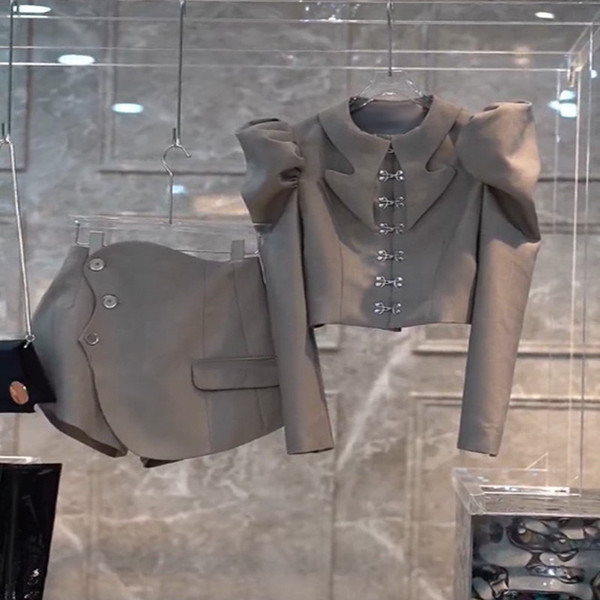 Color: Grey, Size: L - New Fashion Sweet And Irregular Design Sense Two-piece Women's Q119-CJTZ155227003CX