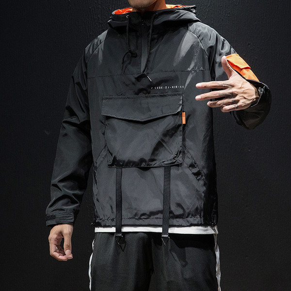 Color: Black, Size: 3XL - Hooded sports pullover jacket youth jacket Q119-CJNSWTXZ02389-Black-3XL