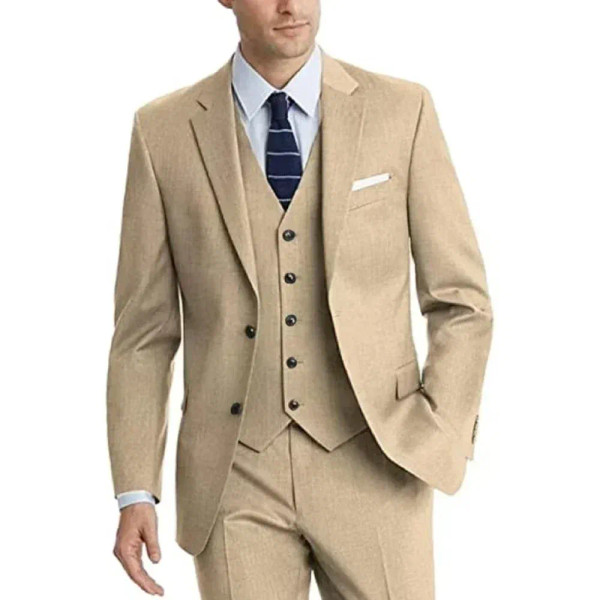 Color: army green, Size: XL - Formal Suit for Men Slim 3 Pieces Blazer Vest and Pant Set Notched La F640-12000043367417889