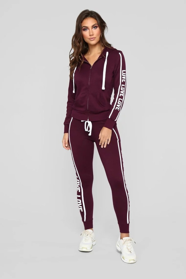 Color: Wine Red, Size: XL - Women's New Sports And Leisure Suits Q119-CJTZ109744814NM