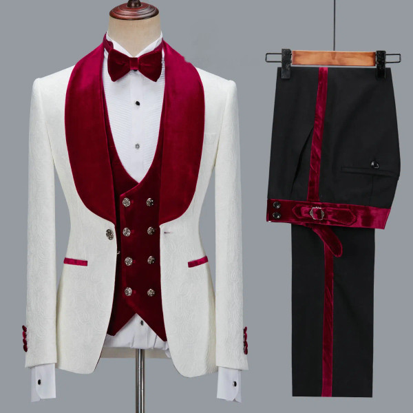 Color: Brown, Size: S - Floral Jacket Men Suit Slim Fit Wedding Tuxedo Navy Blue Velvet Lapel Groom F640-12000035046340251