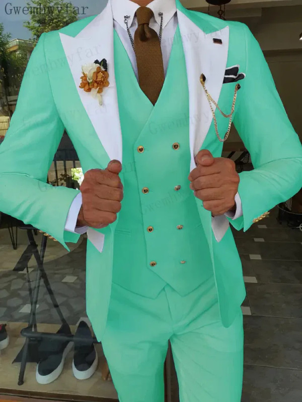 Color: green, Size: XL - Gwenhwyfar Mint Green Groom Male Wedding Prom Suit Slim Fit Tuxedo Mens Fo F640-12000032615962184