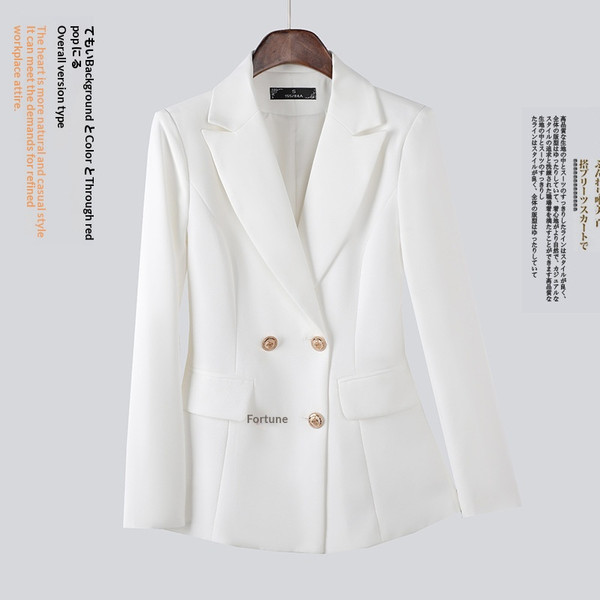 Color: White, Size: XL-Top, Style:  - Womens Formal Suit Korean-Style Slim-Fit Casual Blazer With A Q119-CJYD270966842PK