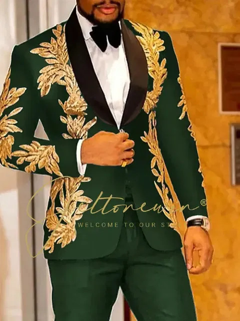 Color: MULTI, Size: 5XL - Luxury Groom Wedding Tuxedos Gold Sequins Appliques Black Men Suits Slim  F640-12000044577113929