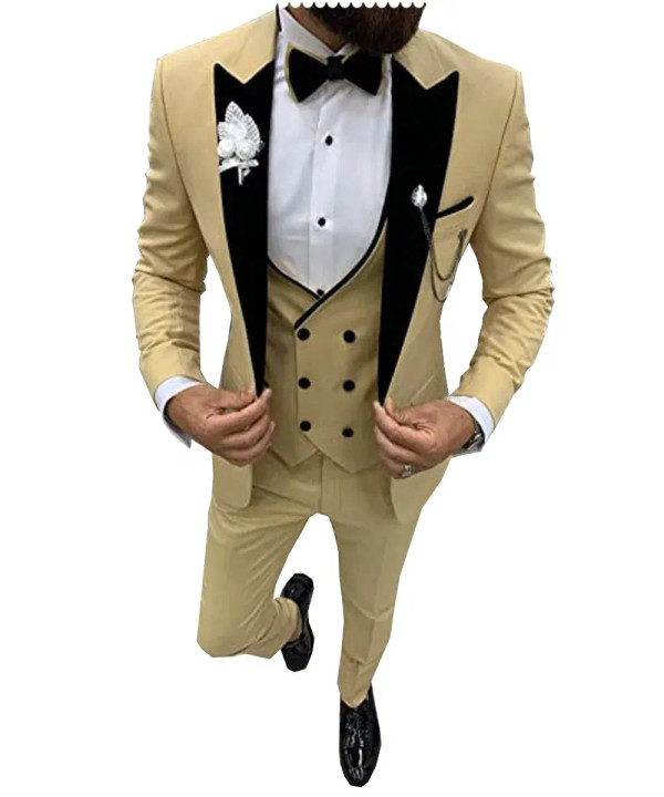 Color: Pink, Size: XXL - Suits for Mens 2024 Casual Business Suit High-end Social Formal Suit 3 Pcs F640-12000030767705620