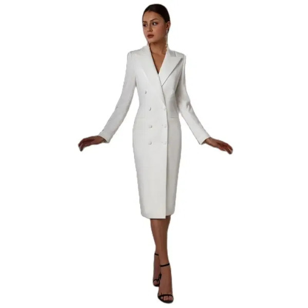 Color: green, Size: XXL - Women's Suit Long Blazer Double Breasted Jacket White Tuxedo Party Point  F640-12000028777377640