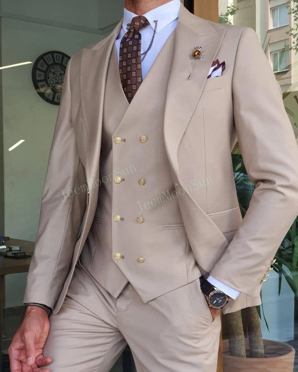 Color: WHITE, Size: XXXL, Ships From: CHINA - 3 Pieces New White Men's Suit 2022  Peak Lapel Slim F F640-12000027379050687