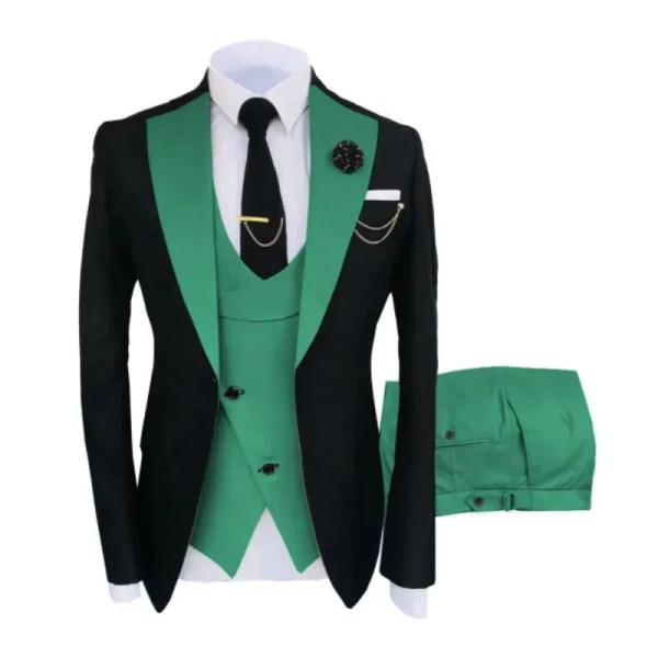 Color: Navy Blue, Size: S - Men Suits 3 Pieces Tailored Best Man Groom Wedding Tuxedo Slim Fit Jacq F640-12000031682934952