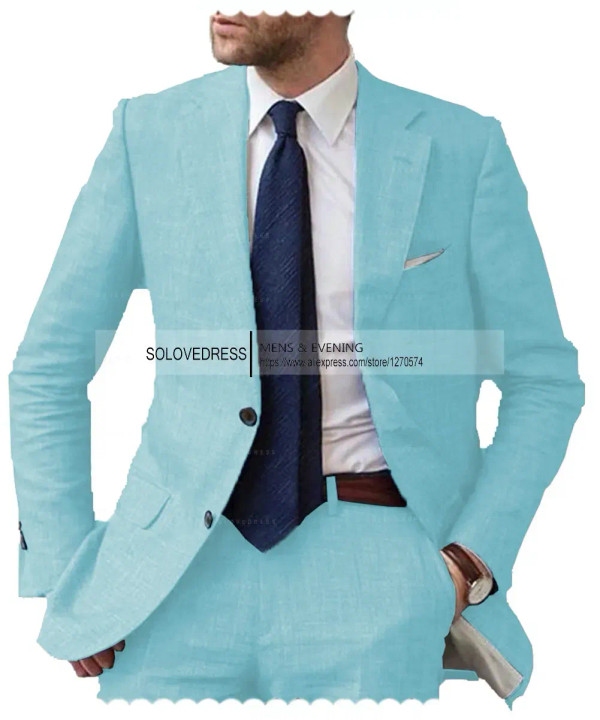 Color: army green, Size: 5XL - Men's 2-Piece Linen Suit Casual Slim Fit Vintage Suits Groomsmen Tux F640-12000030839552090