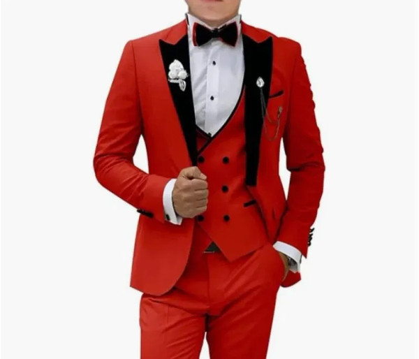 Color: SKY BLUE, Size: 4XL - Pink Prom Suit for Men  3 Piece Jacket Vest Pants Set   Peaked Lapel B F640-12000040311292737