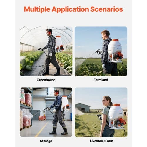 Gas Powered Backpack Sprayer, 26.5CC 0.9HP Engine, Garden Sprayer with 5 Gallon Tank, Large Area Co E415-PWKPWK5GAL00WMOWT001V0
