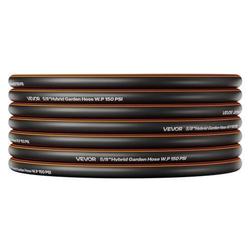 Garden Hose, 200 ft 5/8" Heavy Duty Rubber Water Hose with 10 Mode Nozzle, 150PSI Working & 600PSI  E415-HHJHWTYRG200FPWSU001V0