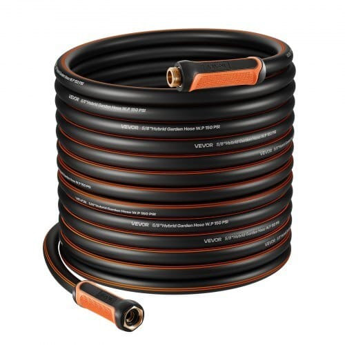 Garden Hose, 100 ft 5/8" Heavy Duty 4-Layer Rubber Water Hose, 150PSI Working & 600PSI Burst, Flexi E415-HHJHWTYRG100HD18B001V0