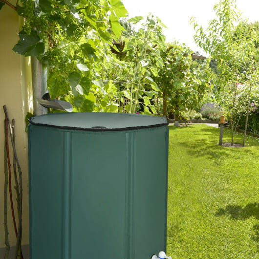 100 Gallon Portable Rain Barrel Water Collector Tank with Spigot Filter - Color: Green D681-OP70945