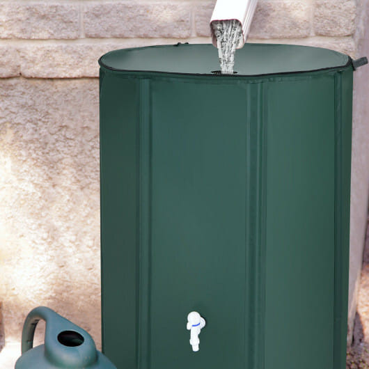 100 Gallon Portable Rain Barrel Water Collector Tank with Spigot Filter - Color: Green D681-OP70945