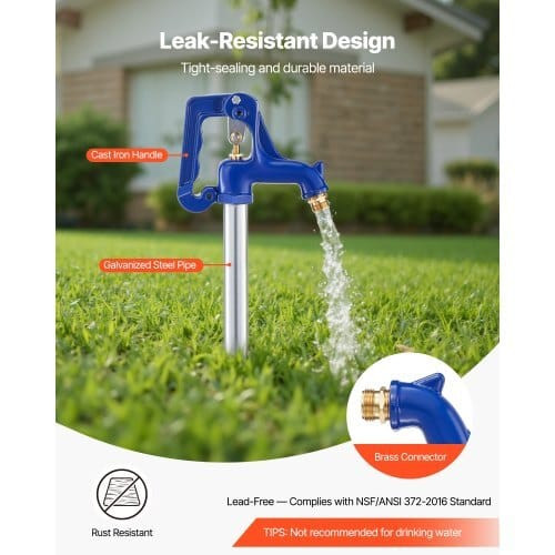 Frost Proof Yard Hydrant, 4.2FT Freeze-Proof Outdoor Faucet with 24" Bury Depth, 3/4" NPT Pipe Conn E415-TYXFSLSGG24YMD32F001V0